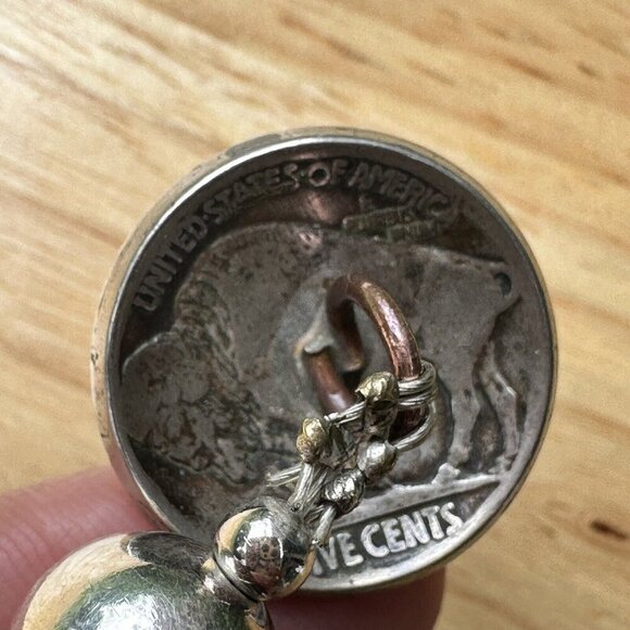 VTG Flower Sterling Silver Bracelet Buffalo Nickel Clasp Black Onyx Red Beads - Picture 11 of 15